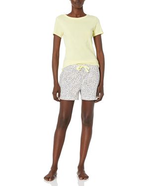 Amazon Essentials Conjunto de Camisetas para Dormir y Pantalón Corto de Popelín Mujer - Multicolor
