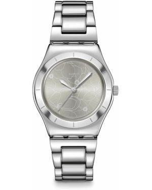 Swatch Dress Watch Blue Stainless Steel Quartz Petal Bliss - Gray
