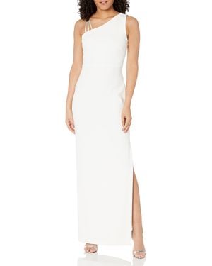 Calvin Klein S One Shoulder Gown With Waist Ruch - White