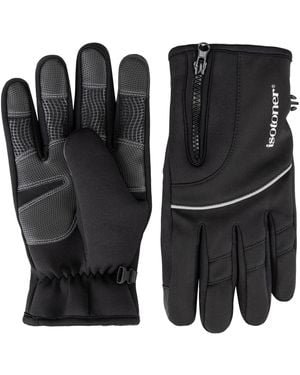 Isotoner Neoprene Sport Gloves With Zipper Closure - Black