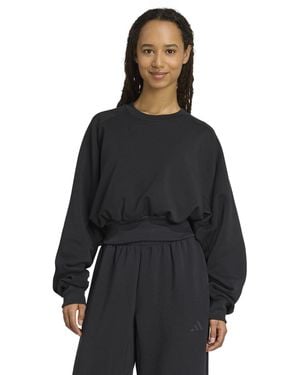adidas All Szn Soft Lux Loose Crewneck Sweatshirt - Black