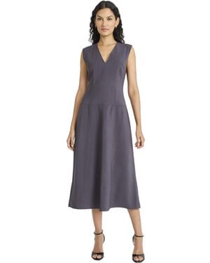 Maggy London Sleeveless V Neck Fit & Flare Midi Wedding Guest Dresses - Purple