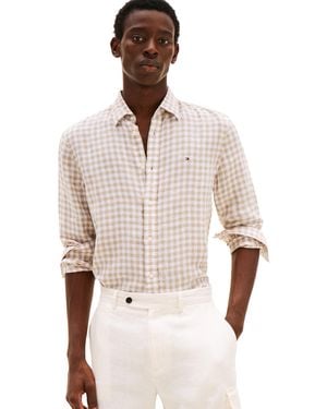 Tommy Hilfiger Linen Gingham Regular Long Sleeve Shirts - Natural