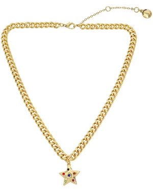 Steve Madden S Stone Gem Star Pendant Necklace - Metallic