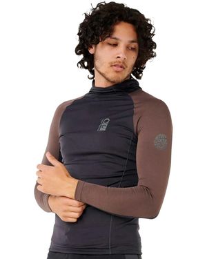 Rip Curl Standard Search Upf 50 Performance Long Sleeve Hooded Rashguard - Blue