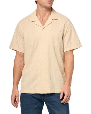 Lucky Brand Short Sleeve Eyelet Camp Collar Shirt - Natural