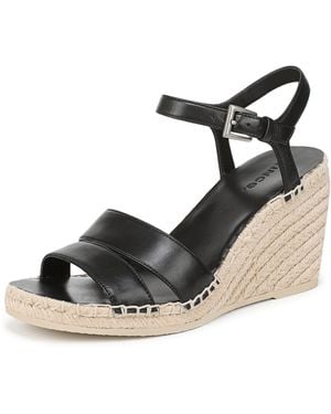Vince S Gwen Espadrille Wedge Sandal Black Leather 9.5 M