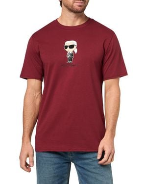 Karl Lagerfeld Paris Crewneck Short Sleeve Graphic Design Relaxed Fit T-shirt - Red