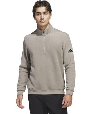 adidas Ultimate365 Terry Cloth Quarter-zip Pullover Sweater - Gray