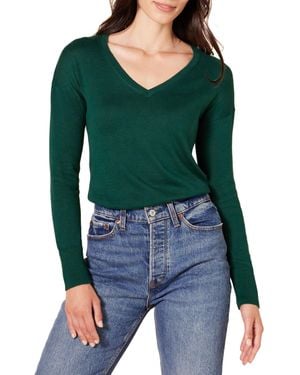Amazon Essentials Maglione A Tunica Leggero A iche Lunghe Con Scollo A v - Verde