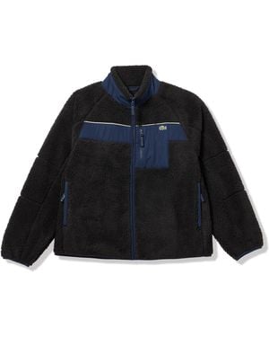 Lacoste Colorblock Sherpa Fleece Jacket - Blue