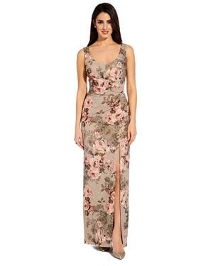 Adrianna Papell Matelasse Long Dress - White