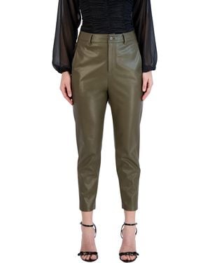 BCBGeneration Faux Leather Pant Straight Leg Belt Loop Pocket Trouser - Green