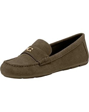 COACH Sculpted C Driver In Suede Loafer - Brown