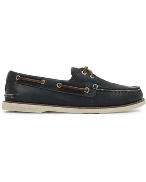Sperry Top-Sider S Gold Authentic Original 2-eye Full Grain Leather Navy Marine Shoes 12 Us - Black