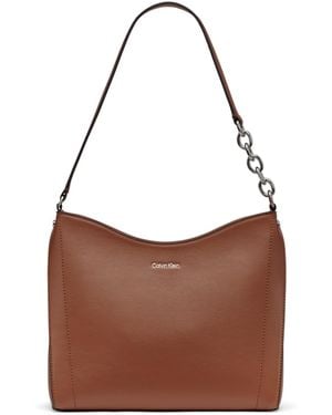 Calvin Klein Nova Chain Hobo Shoulder Bag - Brown