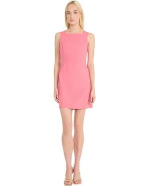 Donna Morgan Sleeveless Linen Rayon Mini Slim Sheath Design-wedding Guest And Cocktail Dress - Pink