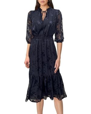Shoshanna Burnout Chiffon Jaxon Dress - Blue