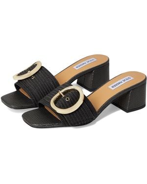 Steve Madden Seacrest Heeled Sandal Black Raffia 6