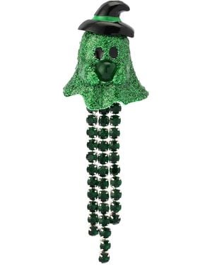 Betsey Johnson Halloween Witch Ghost Fringe Brooch - Green