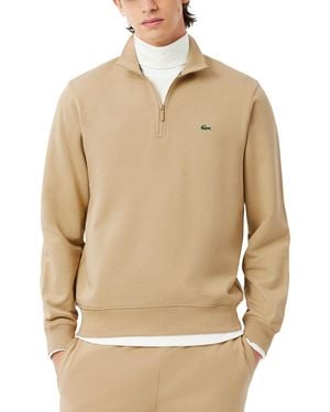 Lacoste High Neck Zipped Fleece Sweatshirt - Natural