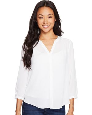 NYDJ Pintuck Blouse 3/4 Sleeve - White