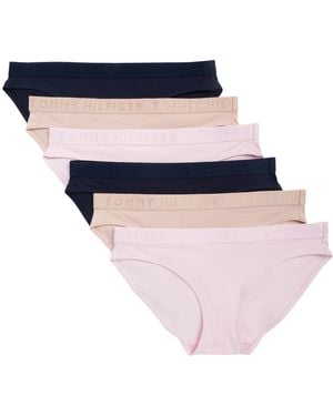 Tommy Hilfiger S Logo Waistband Cotton Bikini 6 Pack - Blue