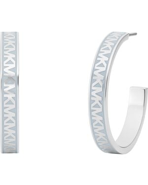 Michael Kors Orecchini a cerchio argentati da donna; orecchini Huggie da donna; orecchini in acciaio inossidabile; gioielli da donna - Bianco