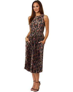 Vince Wild Primrose Pleated Pin Tuck Sleeveless Dress Dress, Polyester - Brown