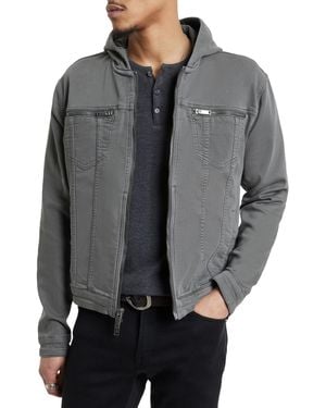 John Varvatos Scott Hooded Jean Jacket (Shark) Coat - Gray