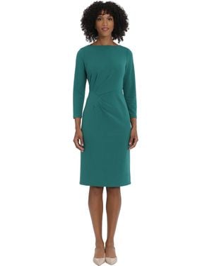 Maggy London Scuba Crepe Pleat Tuck Waist Dress - Green