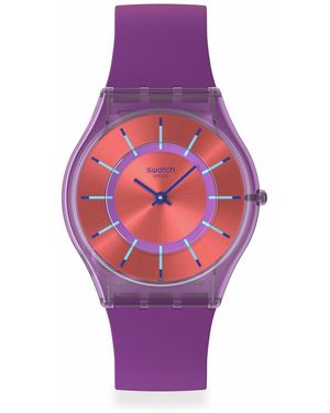 Swatch Skin Classic Biosourced Watch Casual Plastic Purple Quartz Waterproof Sweet Strawberry Dream