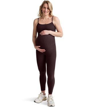 Beyond Yoga , , Spacedye Uplevel Maternity Jumpsuit, Dark Chocolate Heather Large - Multicolor
