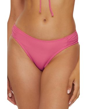 Lucky Brand Standard Sea Of Love Shirred Hipster Bikini Bottom - Pink