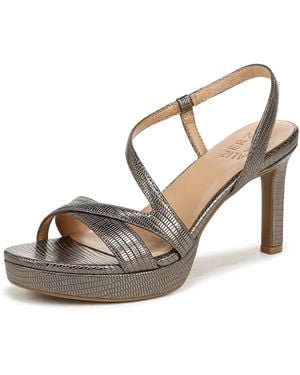 Naturalizer S Abby Heeled Sandal Pewter Lizard 8 M - Natural