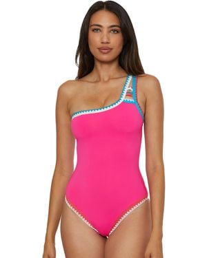 Lucky Brand Standard Avila Asymmetrical One Piece Swimsuit - Pink
