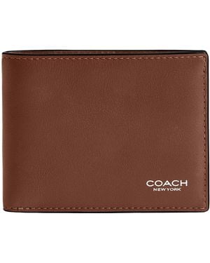 COACH Slim Billfold Wallet In Natural Full-grain Leather - Brown