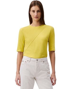 Calvin Klein Textured Knit 3/4 Sleeve Top Yellow