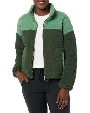 Amazon Essentials Fleece Zip-up Sherpa Jacket With Stand Neck - Green