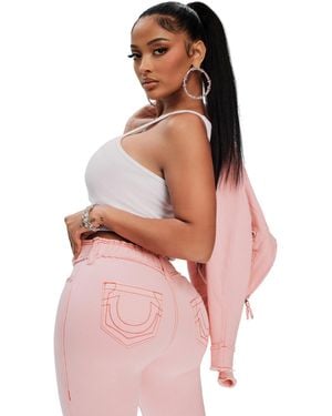 True Religion Raw Edge Big T Bootcut Pants​ - Pink