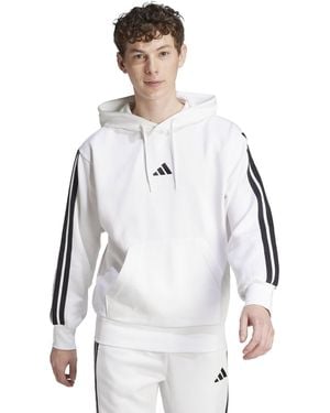 adidas Essentials 3-stripes Fleece Hoodie - White