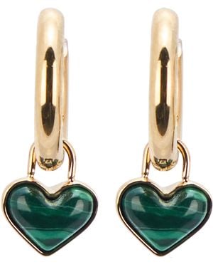 Fossil Modern Meadows Reconstituted Malachite Heart Hoop Earrings - Green