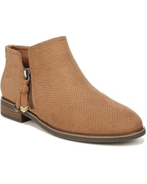 Dr. Scholls S Astir Low Heel Side Zip Ankle Bootie Honey Microfiber 7 W - Brown
