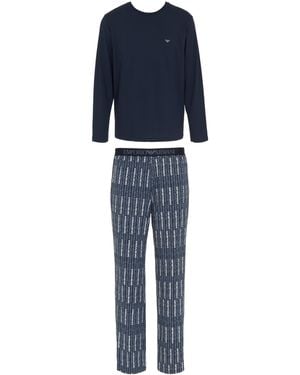 Emporio Armani Long Pajama Set - Blue