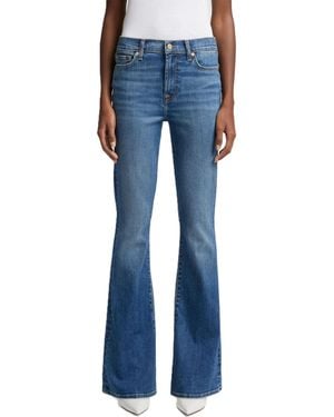 7 For All Mankind Dojo Tailorless Mid-rise Full Length Wide Leg Jeans - Blue