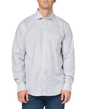Brooks Brothers Regular Fit Stretch Supima Cotton Non-iron Herringbone English Collar Long Dress Shirt - Gray