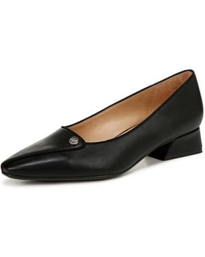 Naturalizer S Georgia Pointed Toe Low Block Heel Pump Black Smooth 9.5 M