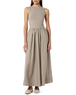 The Drop Dia Mixed Fabric Midi Tank Dress Kleider - Braun