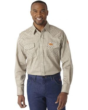 Wrangler Riggs Workwear Fr Flame Resistant Western Long Sleeve Two Pocket Snap Shirt - Gray