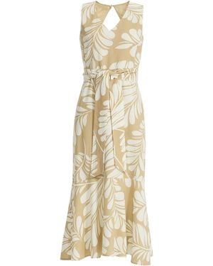Anne Klein V Neck Flounce Hem Modern Midi - Metallic